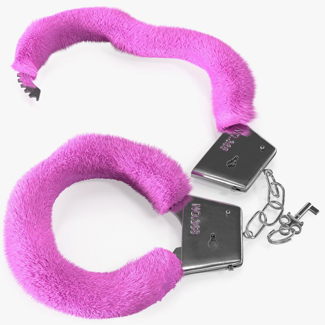 Unfastened Pink Handcuffs Fur 3D model preview