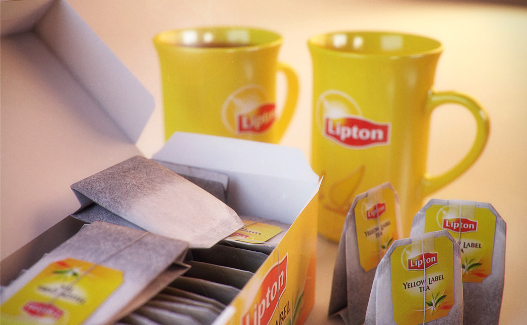 3d Model Of Lipton Yellow Label Tea