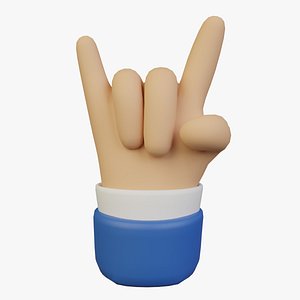 3D Horn or Metal Hand Sign Icon