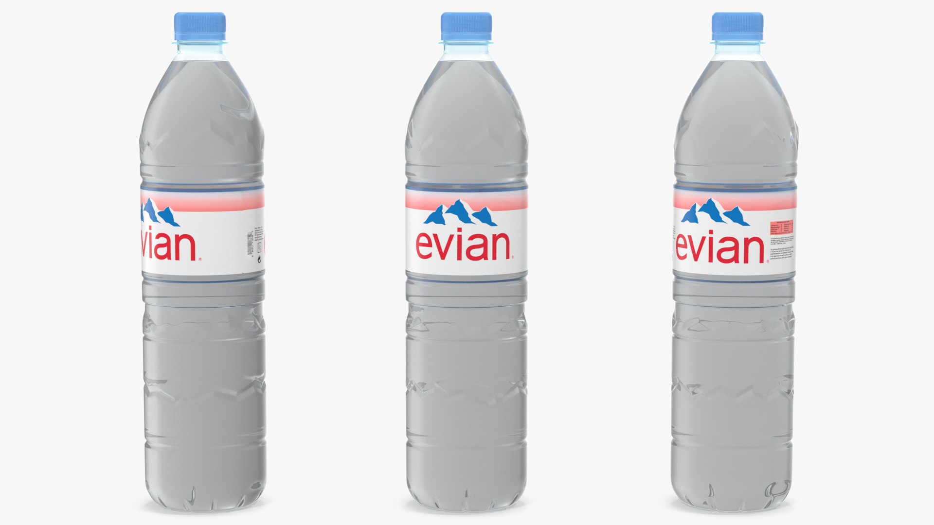 Evian Natural Mineral Water Plastic Bottle 3D model preview