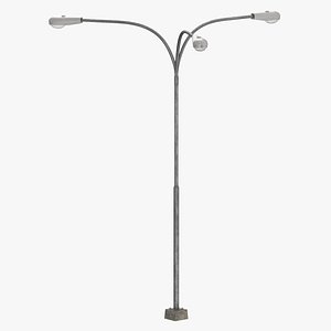 Classic Street Light Triple Clean and Dirty(1) 3D model