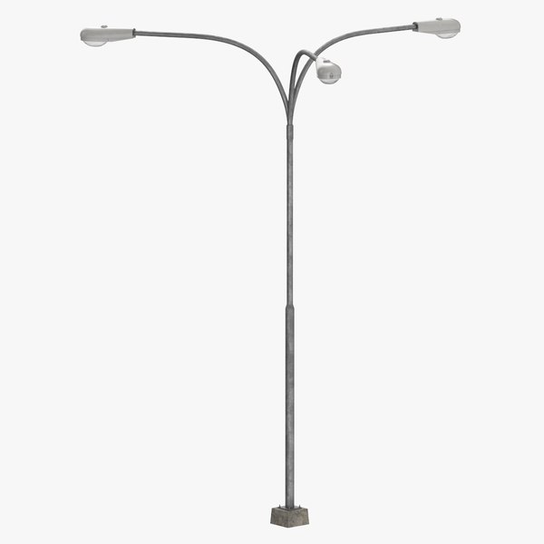 Classic Street Light Triple Clean and Dirty(1) 3D model