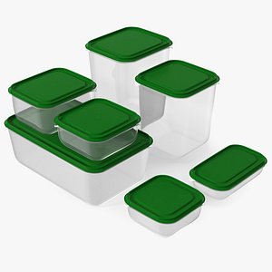 Plastic Food Storage Containers Set 3D model