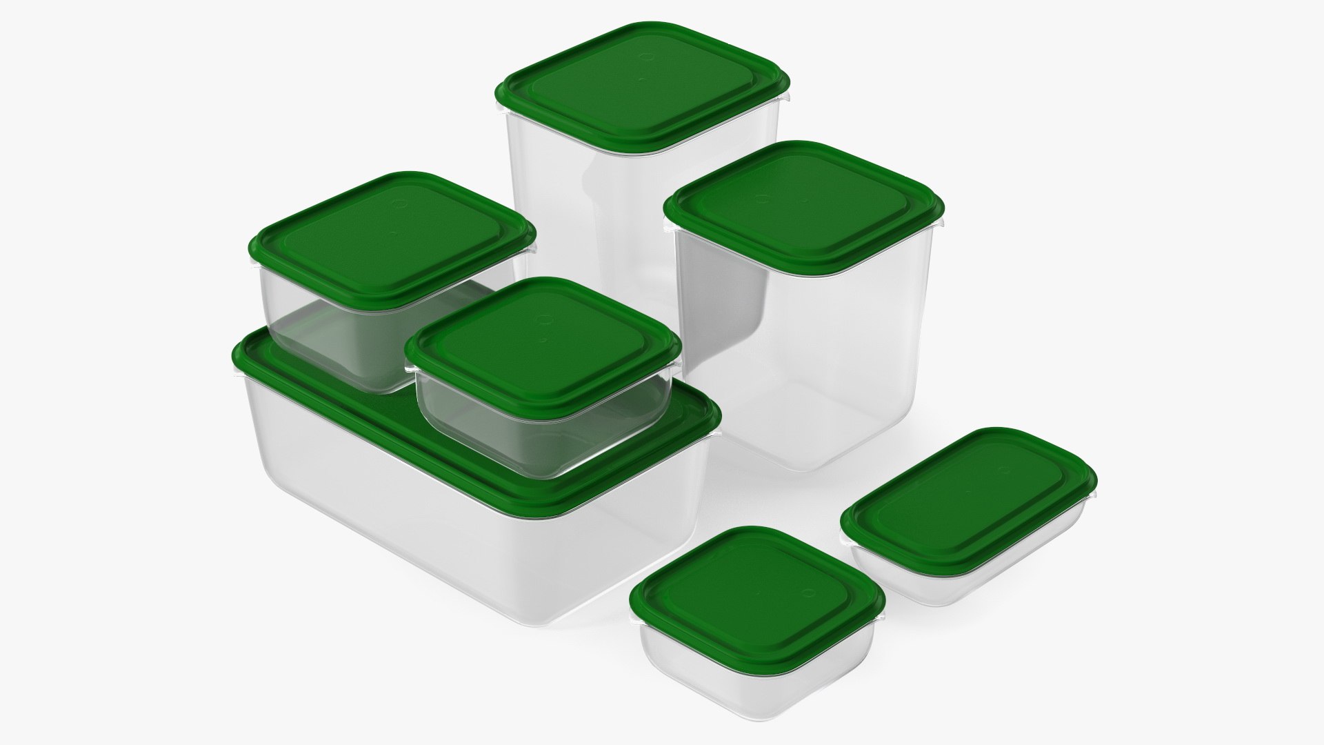 Plastic Food Storage Containers Set 3D model preview