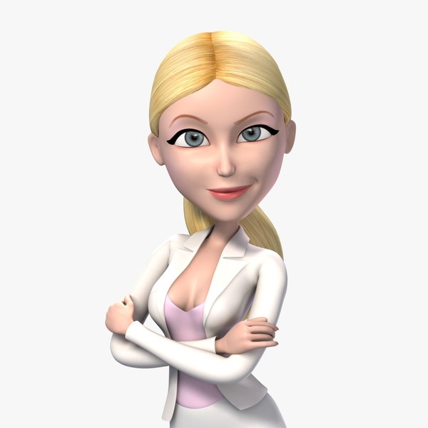 3d model blond business woman cartoon