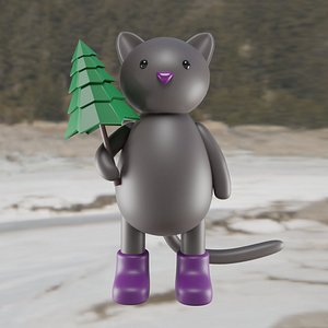 Cat with christmas tree
