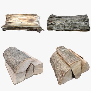 3D retopology wood log model