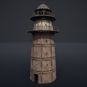 3D LIGHTHOUSE WATCHTOWER TOWER FORT MEDIEVAL AAA SHORE BEACON model