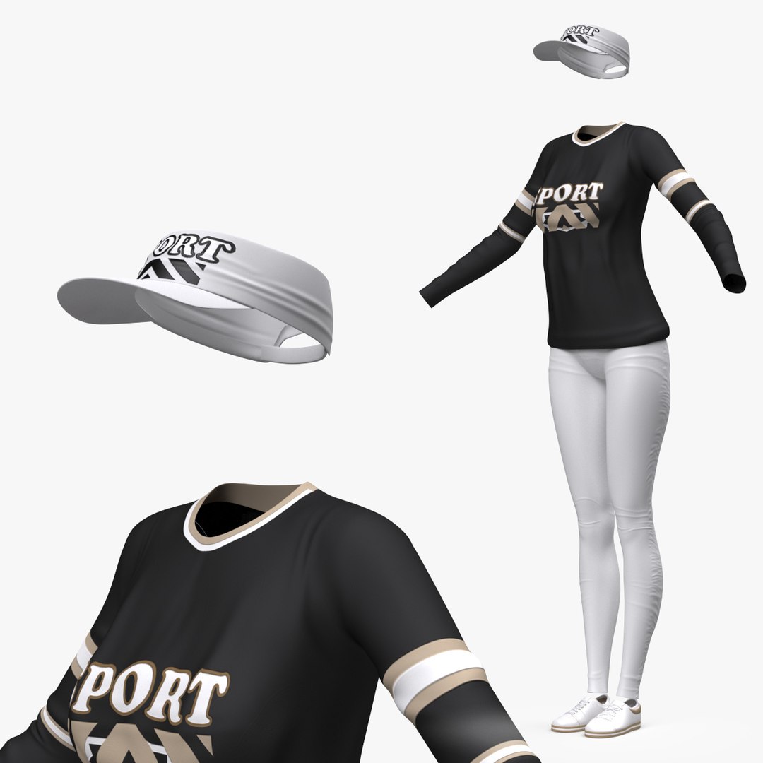 Womens Activewear with Sun Visor 3D model preview