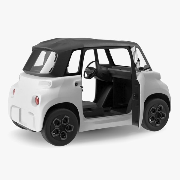 3D Little Electric Car Simple Interior Rigged model