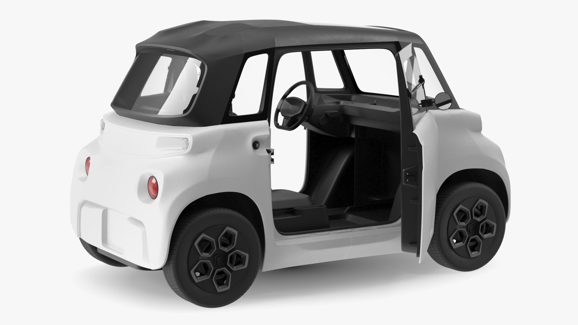 Little Electric Car Simple Interior Rigged 3D model preview