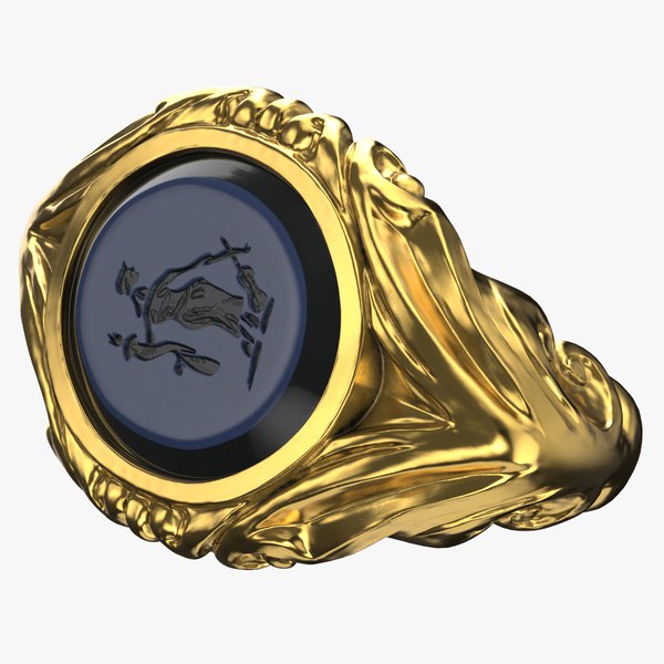 3D Roman Gold Ring with Fortuna Image