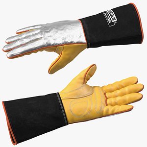 3D Lincoln Electric Reflective Welding Gloves Rigged for Maya