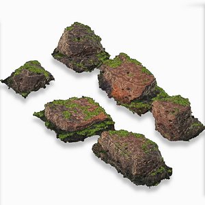 3D Cliff Rock Stone Asset Realistic Mountain Grass Blender model