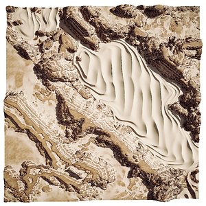 Layered Desert Sand Dunes and Rocks Environment Landscape Terrain 3D model with Height Map and Masks
