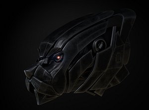 3D black panther mech head model