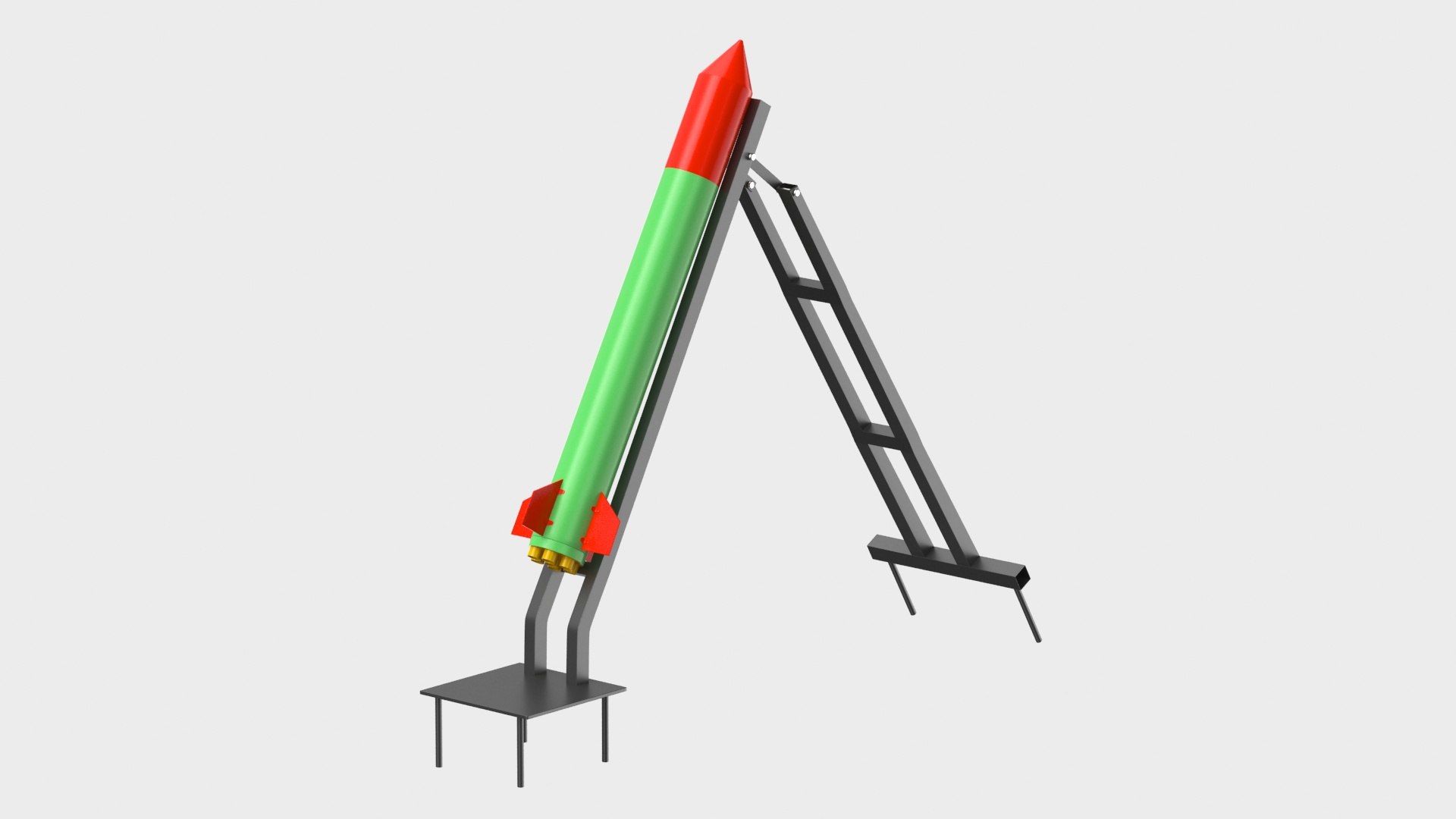 3D Qassam 3 Rocket With Launcher Model - TurboSquid 2235341