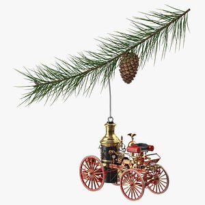 3D Toy Model Steam Fire Engine Christmas Branch