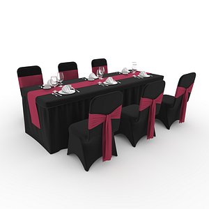 3D model Banquet Table and Chair 128