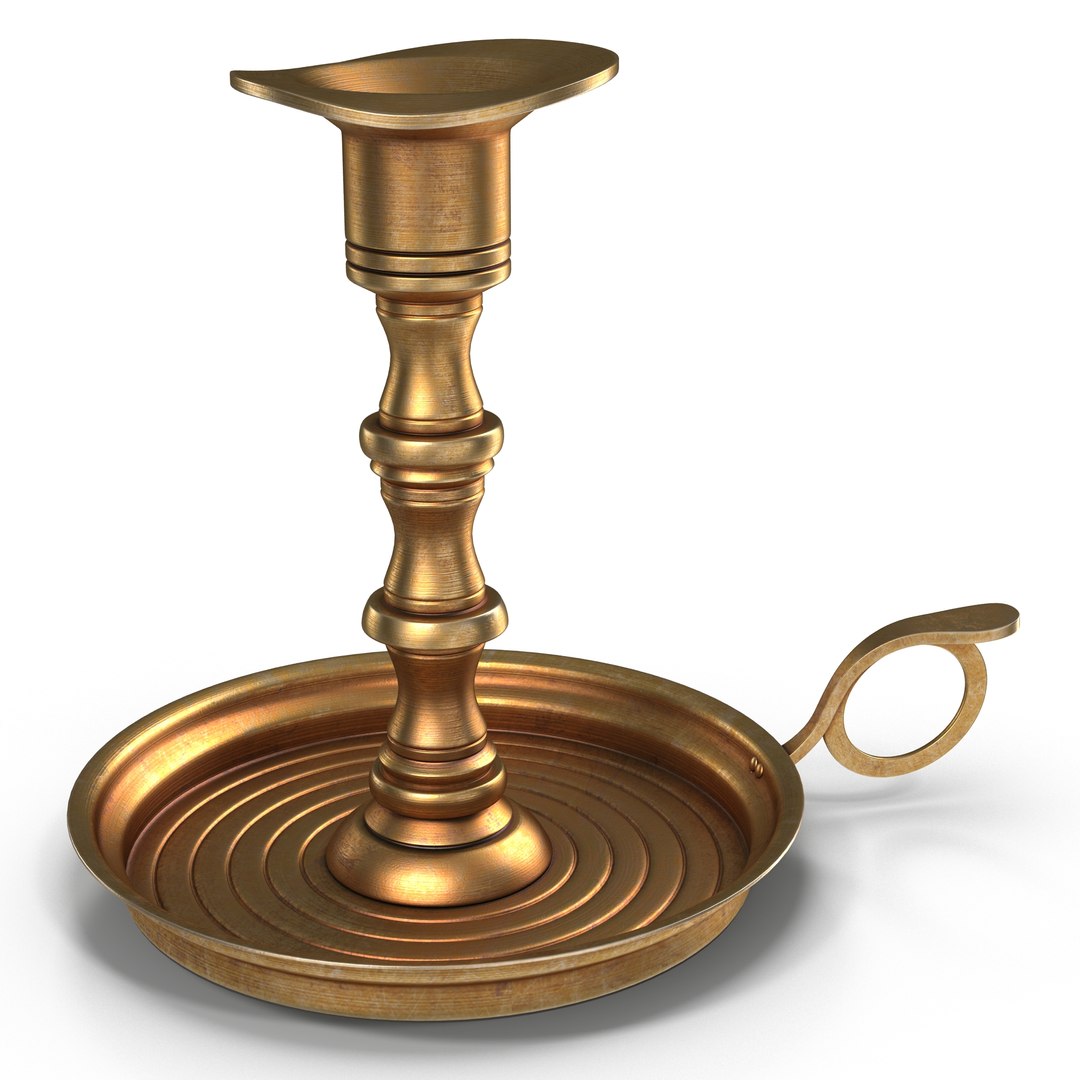 Antique Brass Candle Holder 3D model preview