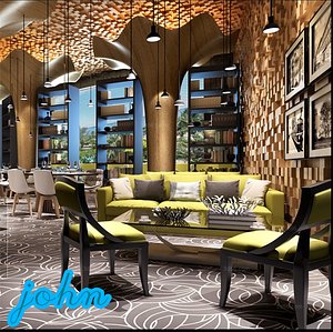 3D restaurant cafeteria