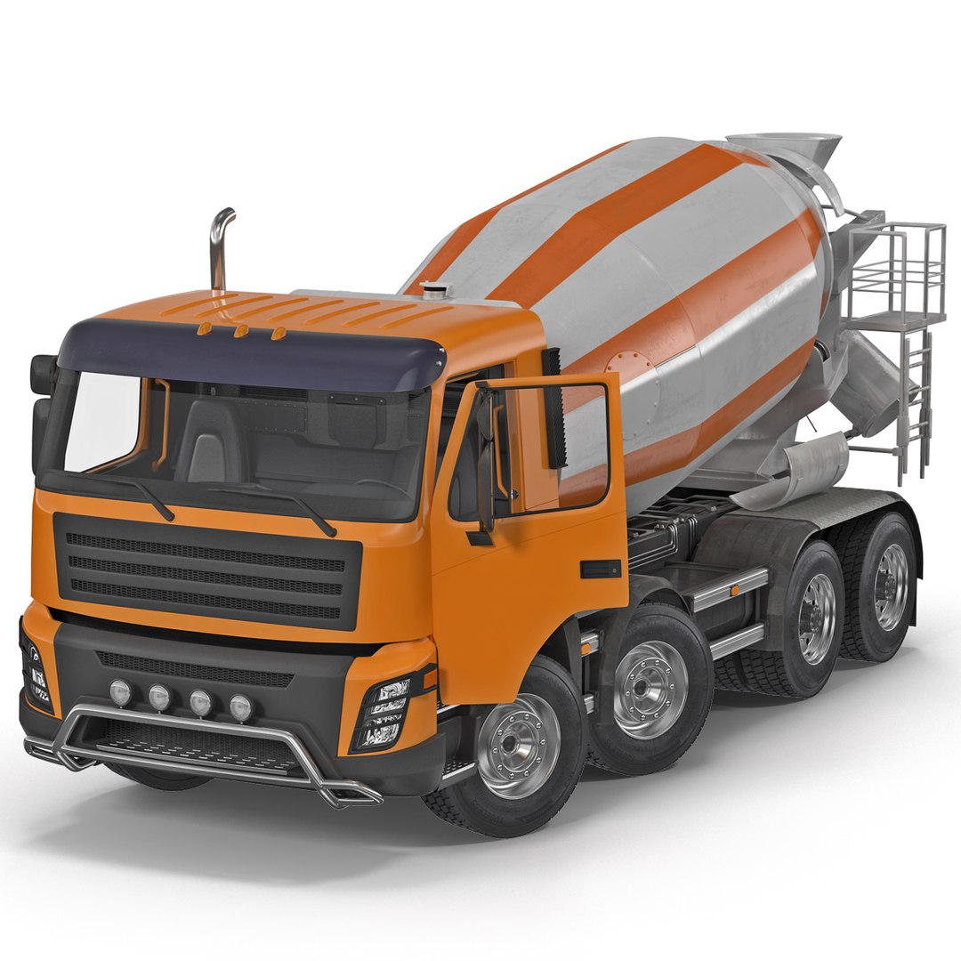 Cement Mixer Vehicle  Rigged 3D model preview