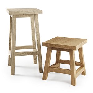 bar stool backless 3D model