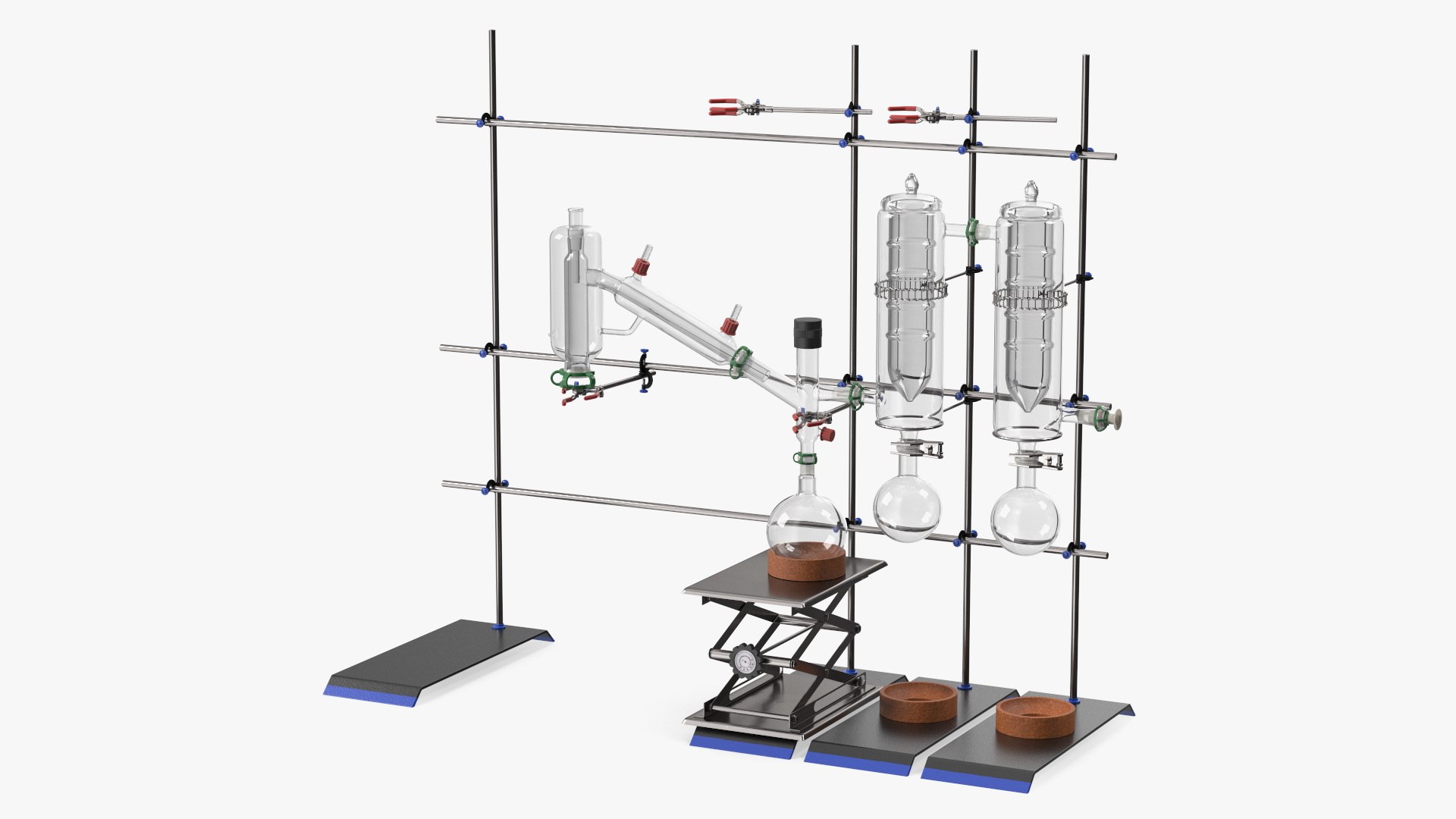 Distilling Stand with Flasks 3D model preview