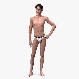 3D Smiling Chinese Man Underwear model