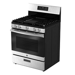 3D GE 30 inch Free Standing Gas Range model