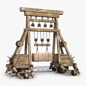 3D model wooden crane medieval