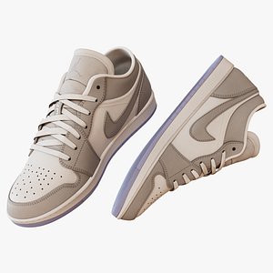 3D Shoes Nike White Wolf Grey Model Low-poly 3D model