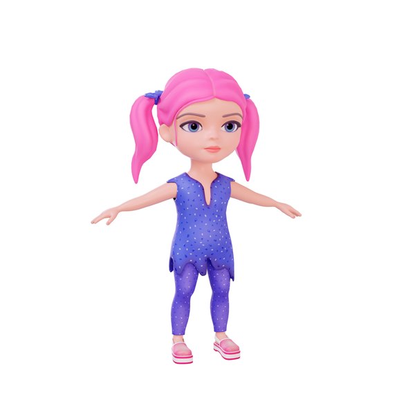 cartoon girl stylized 3D model