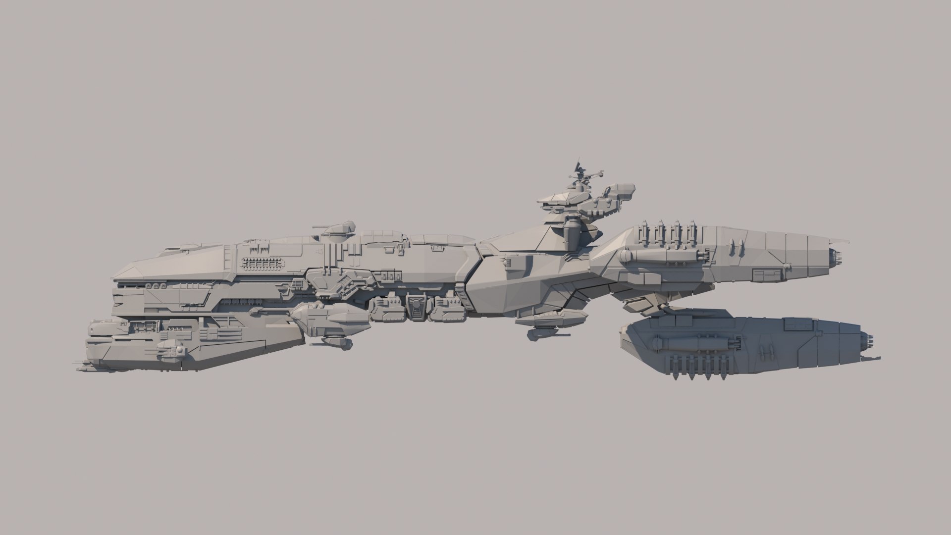 epic 3d portrait of a futuristic space warship, spac