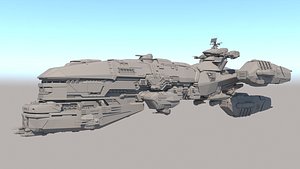 sci fi space battleship 3D model
