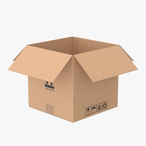 Cardboard Box 50x50x50 Open 3D model