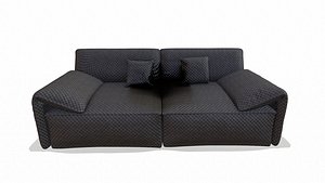 3D Vintage Black Leather Chesterfield Sofa model
