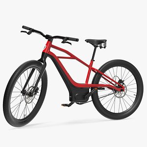 3D Electric Bike Harley Davidson Red Rigged