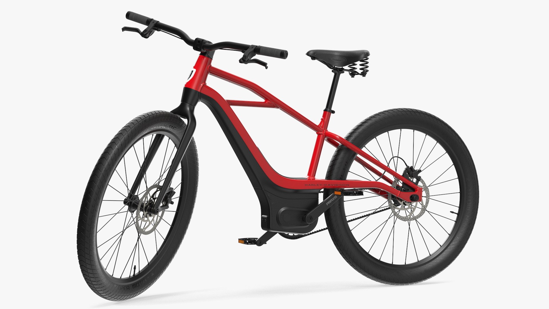 Electric Bike Harley Davidson Red Rigged 3D model preview