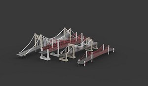 3D Suspension Bridge set 3D model model