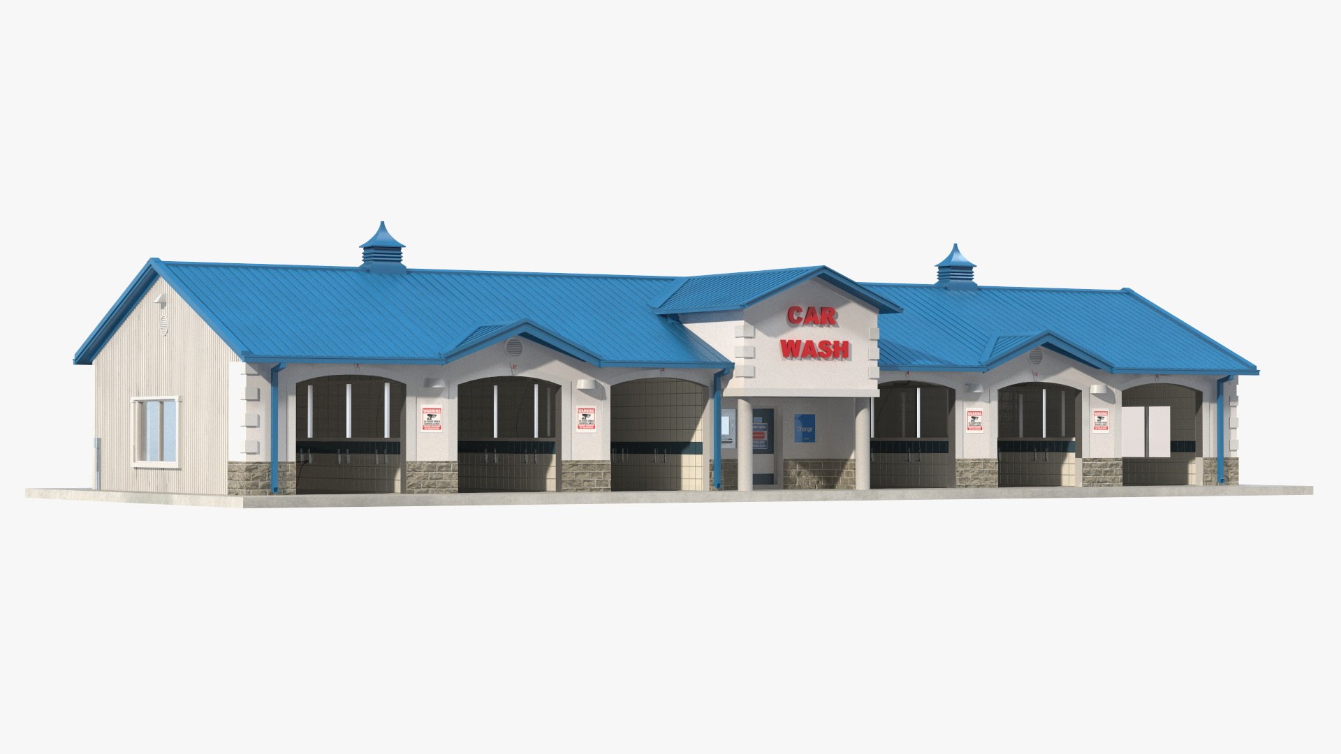Simple Interior Car Wash Building 3D model preview