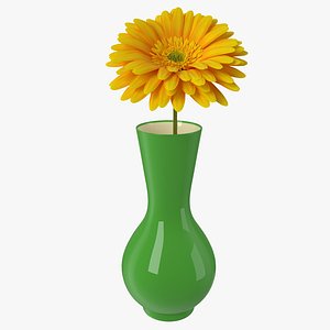 3D yellow gerbera flower vase