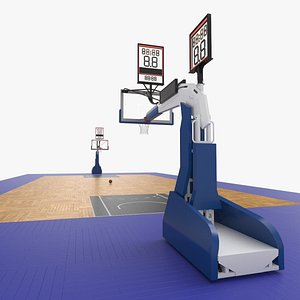3D model basketball court baskets 01