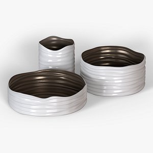 3D White Plastic Basket Set