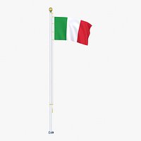 ItalyFlagStandPoleAnimated