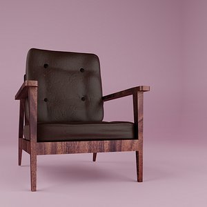 leather wood chair 3D model