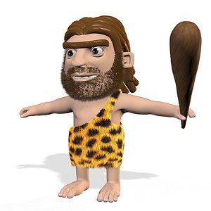 3D cave man neanderthal cute cartoon