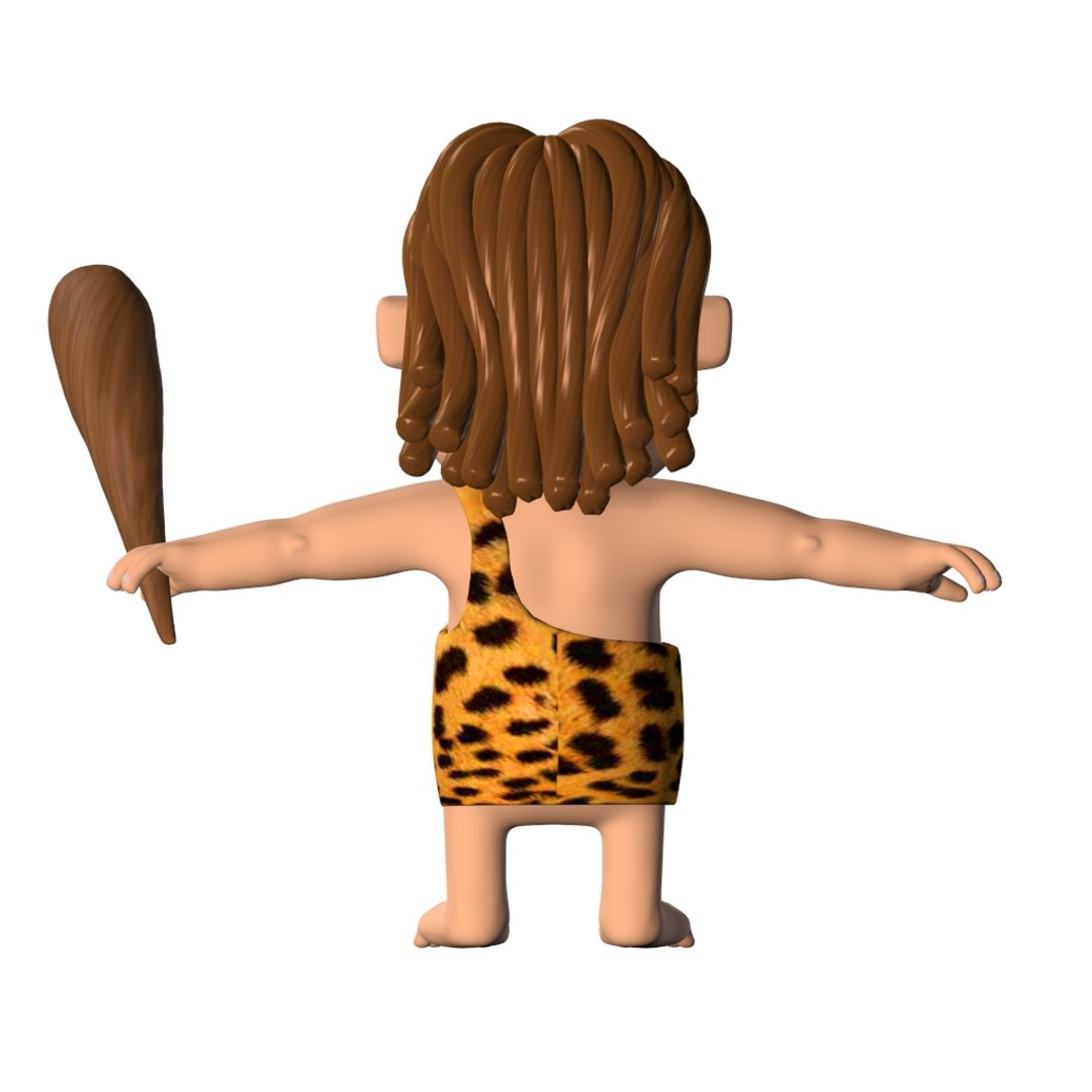 3D Cave Man Neanderthal Cute Cartoon - TurboSquid 1465531