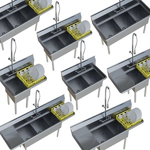 COMMERCIAL SINK STAINLESS STEEL 3D