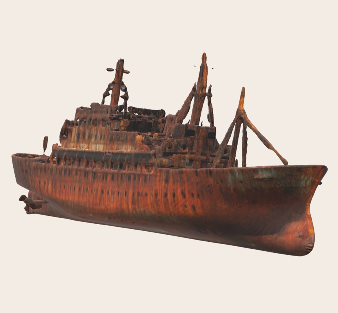 Old Abandoned Rusted Ship Model - TurboSquid 2351751